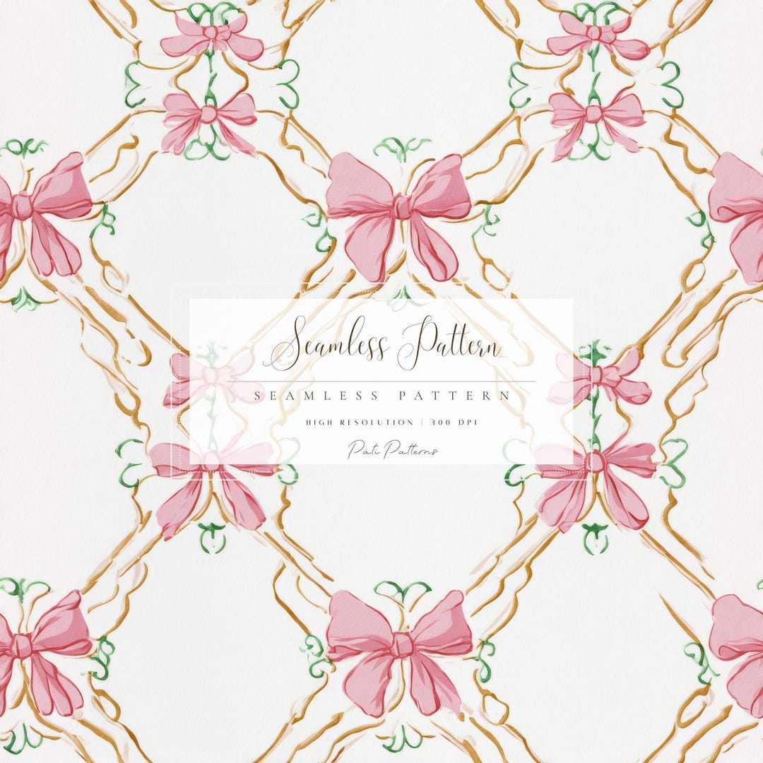 Ppr Ribbon Design Pink Bow Seamless Pattern, Elegant Watercolor Digital Paper, Vintage ...