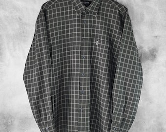 Camisa de flanela masculina vintage Ysl Yves Saint Laurent