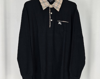 Vintage Burberry Mens Longsleeve Polo Shirt