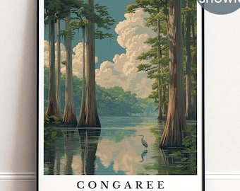 Congaree National Park Print, Personalised South Carolina Wetland Landscape Art