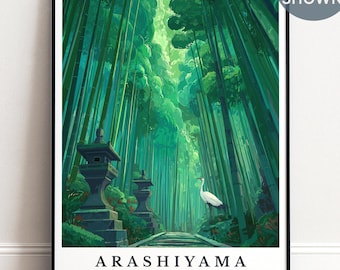 Arashiyama Bamboo Forest Print, Personalized Japan Travel Poster, Kyoto Nature Wall Art