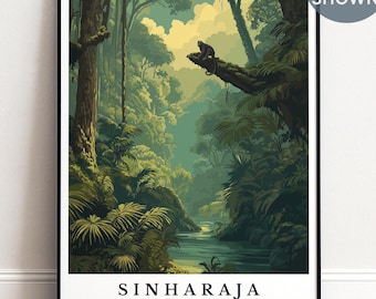 Sinharaja Rainforest Print, Personalized Sri Lanka Travel Poster, Tropical Jungle Wall Art