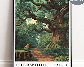 Personalised Sherwood Forest Print, England Woodland Nature Wall Art