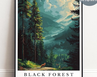Personalised Black Forest Print, German Woodland Landscape Wall Art