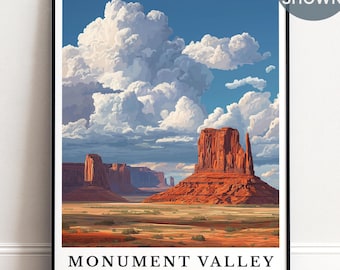 Monument Valley Print, Personalised Arizona Utah Travel Poster, Desert Landscape Wall Art