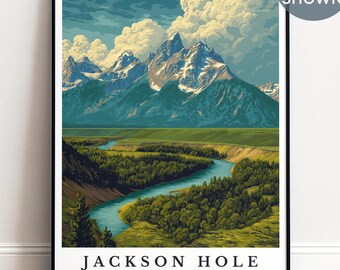 Personalised Jackson Hole Print, Grand Teton Landscape, Wyoming Travel Poster
