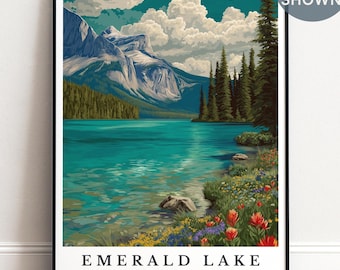 Emerald Lake Wall Art, Personalised Canada Travel Poster, Yoho National Park Print