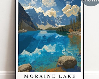 Personalised Moraine Lake Print, Banff National Park Art, Canadian Rockies Wall Decor