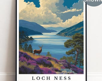 Personalised Loch Ness Scotland Print, Scottish Highlands Landscape Wall Art