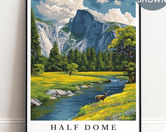 Personalised Half Dome Yosemite National Park Art Print, California Mountain Decor