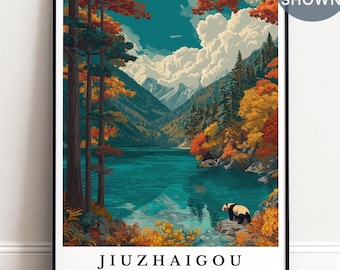 Personalised Jiuzhaigou Valley Print, China Landscape Wall Art, Nature Decor