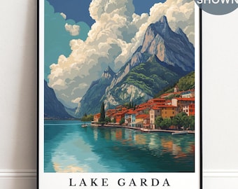 Lake Garda Print, Personalised Italy Travel Poster, Italian Landscape Decor