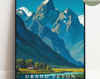 Personalised Grand Teton National Park Print | Vintage Travel Wall Art, Personalised Item