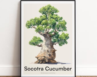 Socotra Cucumber Tree Print | Botanical Wall Art | Personalised or Minimal Poster | Nature Gift