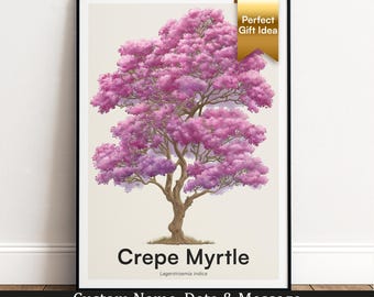 Crepe Myrtle Tree Print | Botanical Wall Art | Personalised Gift | Nature Wall Decor