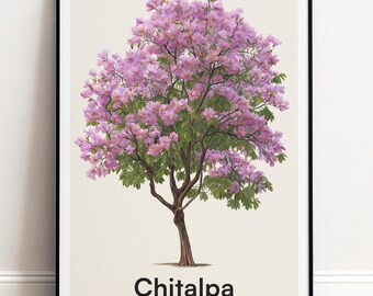Chitalpa Baum Druck | Botanische Wandkunst | Personalisiertes Geschenk Natur-Wand-Dekor