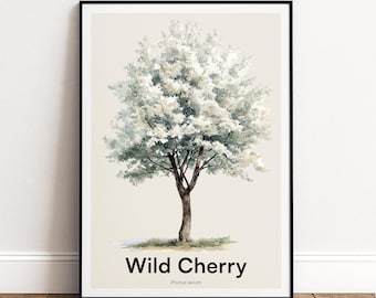 Wild Cherry Tree Print | Botanical Wall Art | Personalised or Minimal Poster | Nature Gift