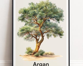 Arganbaum Poster | Botanische Wandkunst | Personalisiertes Geschenk Natur-Wand-Dekor