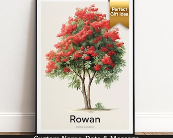 Rowan Tree Print | Botanical Wall Art | Personalised Gift | Nature Wall Decor