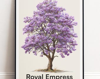 Königlicher Kaiserin Baum Druck | Botanische Wandkunst | Personalisiertes Geschenk Natur-Wand-Dekor