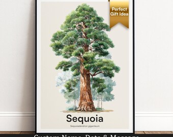 Sequoia Tree Print | Botanical Wall Art | Personalised Gift | Nature Wall Decor
