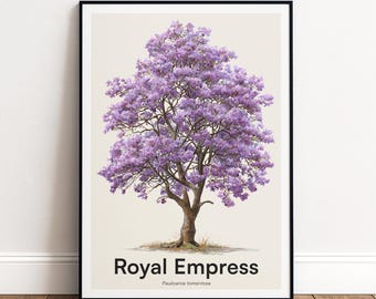 Royal Empress Tree Print | Botanical Wall Art | Personalised or Minimal Poster | Nature Gift