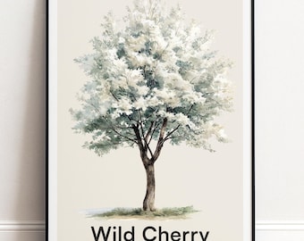 Wildkirsche Baum Druck | Botanische Wandkunst | Personalisiertes Geschenk Natur-Wand-Dekor