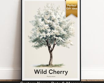 Wild Cherry Tree Print | Botanical Wall Art | Personalised Gift | Nature Wall Decor