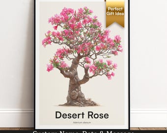 Desert Rose Tree Print | Botanical Wall Art | Personalised Gift | Nature Wall Decor