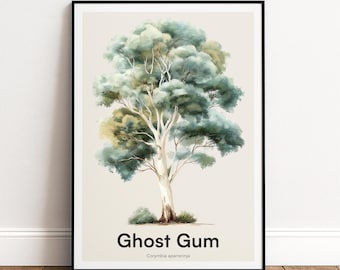 Ghost Gum Tree Print | Botanical Wall Art | Personalised or Minimal Poster | Nature Gift