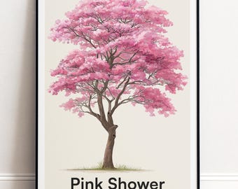 Rosa Duschbaum Print | Botanische Wandkunst | Personalisiertes Geschenk Natur-Wand-Dekor