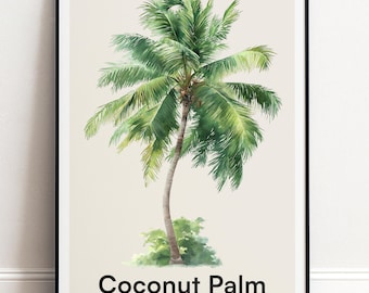 Kokospalme Poster | Botanische Wandkunst | Personalisiertes Geschenk Natur-Wand-Dekor