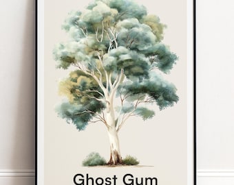 Geister-Kaugummi-Baum | Botanische Wandkunst | Personalisiertes Geschenk Natur-Wand-Dekor