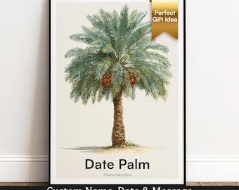 Date Palm Tree Print | Botanical Wall Art | Personalised Gift | Nature Wall Decor