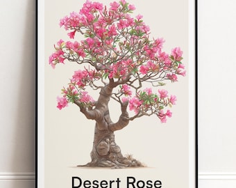 Desert Rose Tree Print | Botanical Wall Art | Personalised Gift | Nature Wall Decor