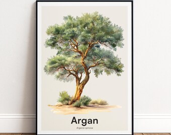 Argan Tree Print | Botanical Wall Art | Personalised or Minimal Poster | Nature Gift