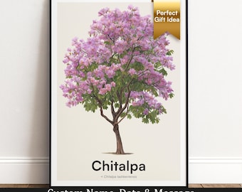 Chitalpa Tree Print | Botanical Wall Art | Personalised Gift | Nature Wall Decor