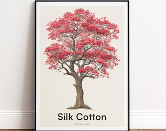 Silk Cotton Tree Print | Botanical Wall Art | Personalised or Minimal Poster | Nature Gift