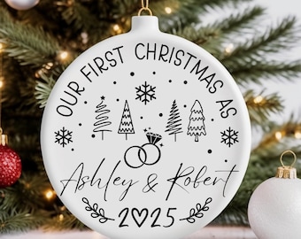 mr mrs ornament - Wedding Gift - Personalized First Christmas Keepsake - Our 1st Christmas Mr & Mrs Ornament - Housewarming mr and mrs idea