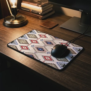 Desk Mat Tribal Pattern Southwestern Aesthetic Geometric Design Durable Non-slip Workstation Pad Home Office Decor Cultural Mosaic