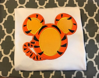 Tigger Mr Mouse head Custom personalized applique Adult and Plus Size shirt