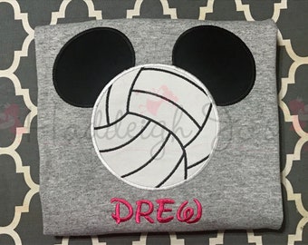 Volleyball Mr Mouse Head Custom personlized applique Adult and Plus Size shirt