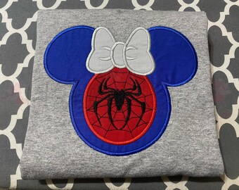 Spiderman Miss Mouse cabeza aplique personalizado Niños Niños Infante Camisa