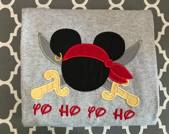 Pirate Swords Mr Mouse head personalized applique Childrens Kids Toddler shirt