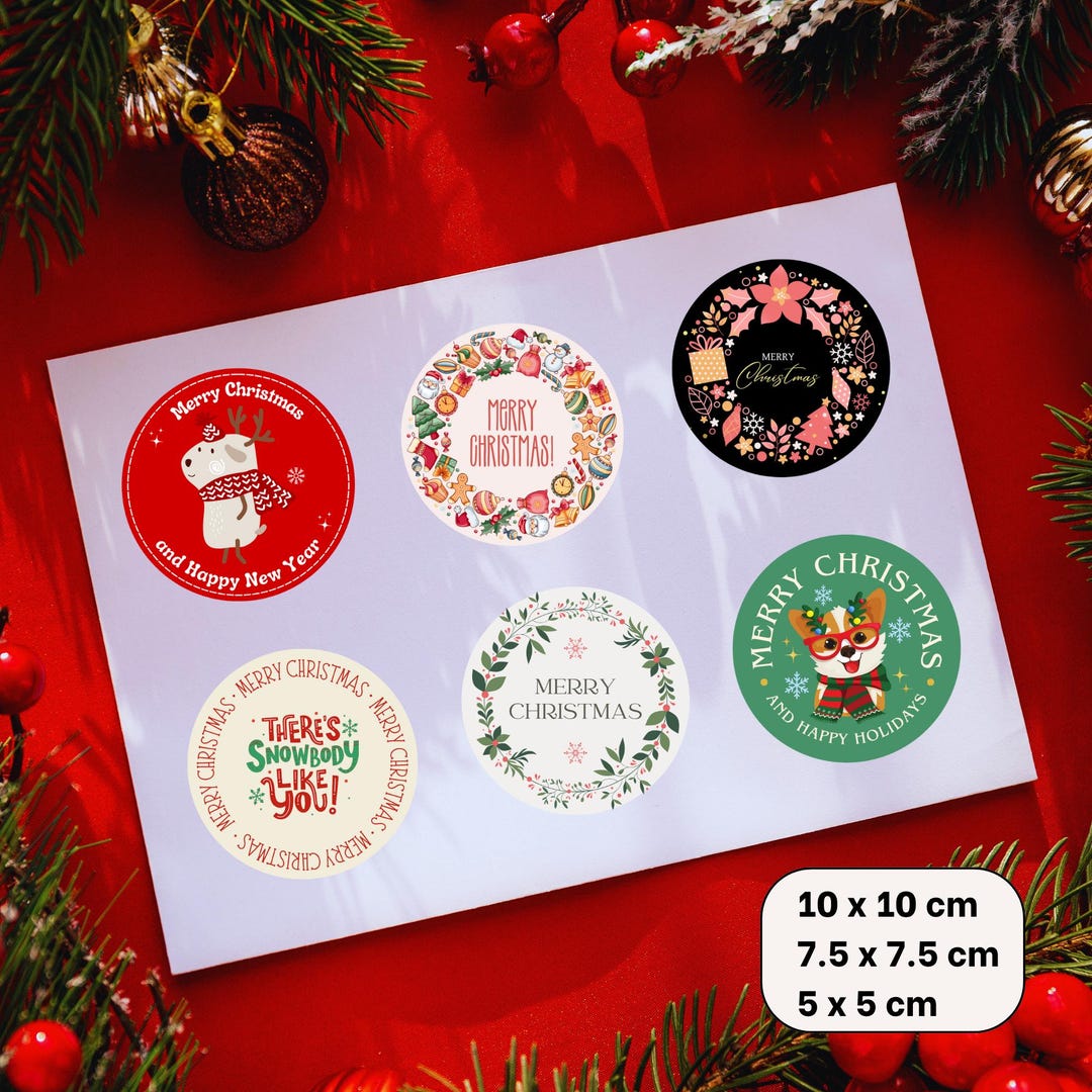 Set of 6 Christmas Printable Stickers for Gift Wrapping & Cards - Etsy