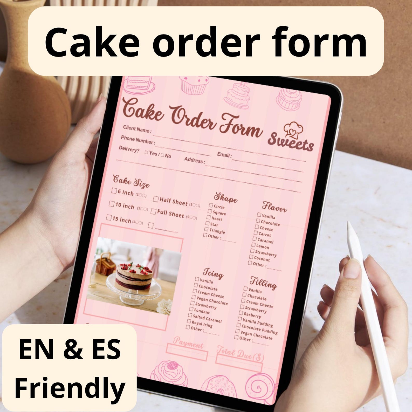 Editable Cake Order Form Template | Bakery Counter Order Sheet | in ...