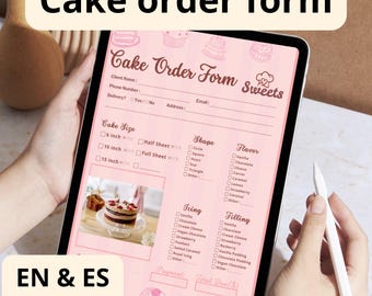 Modèle de formulaire de commande de gâteau modifiable | Bon de commande de comptoir de boulangerie | Forme de gâteau personnalisée en magasin Toile US Letter