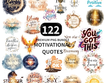 Inspirierende Zitate PNG Clipart | Aquarell motivierendes Zitat PNG Bündel | Positive Affirmation Kunst | Scrapbooking & Sublimation | 122