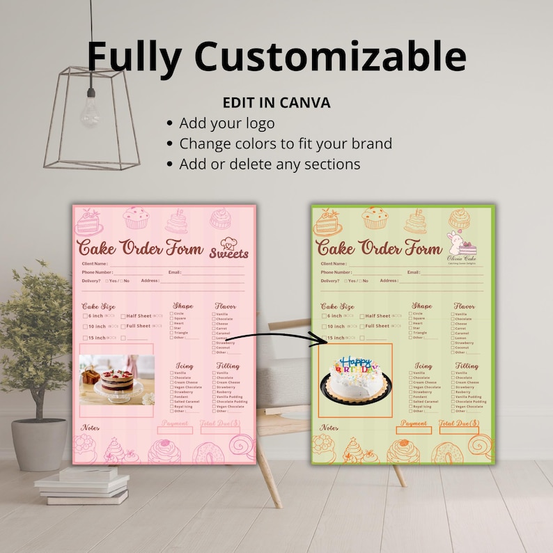Editable Cake Order Form Template | Bakery Counter Order Sheet | in ...