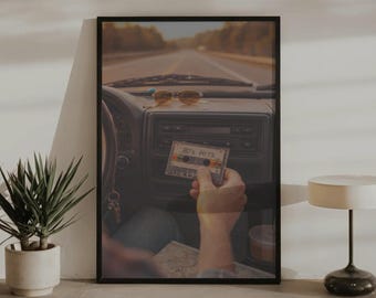 80s Hits Cassette Poster | Vintage Road Trip Print | Retro Music Wall Art | Nostalgic 80s Decor | Aesthetic Car Print | Americana Wall Art